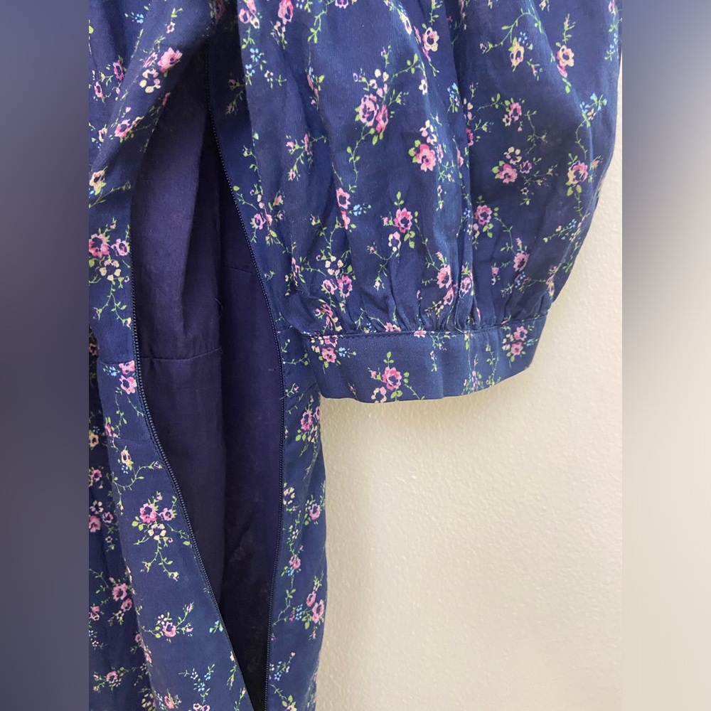 LoveShackFancy Eventide Blue Lena Floral 🌸 Cotton Mini Dress women’s Size L - Picture 13 of 16